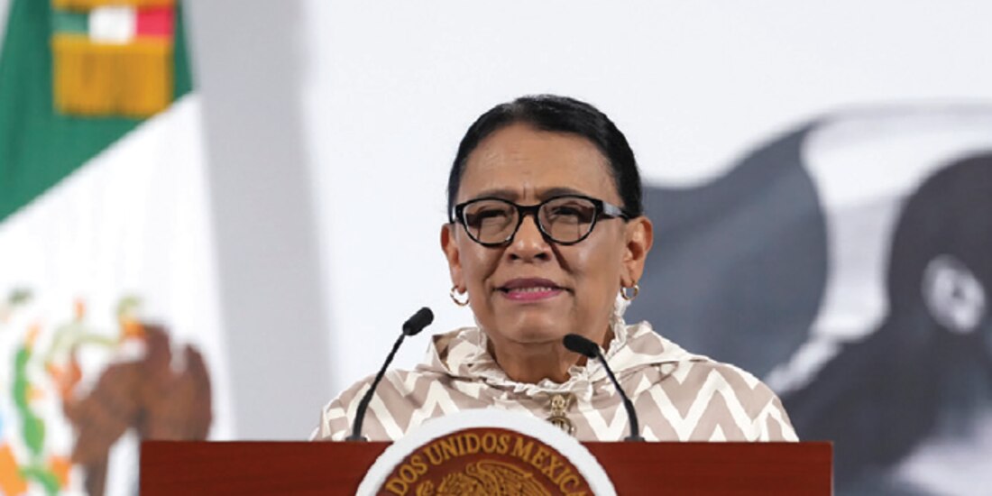 Rosa Icela rodríguez en conferencia de prensa, ayer.