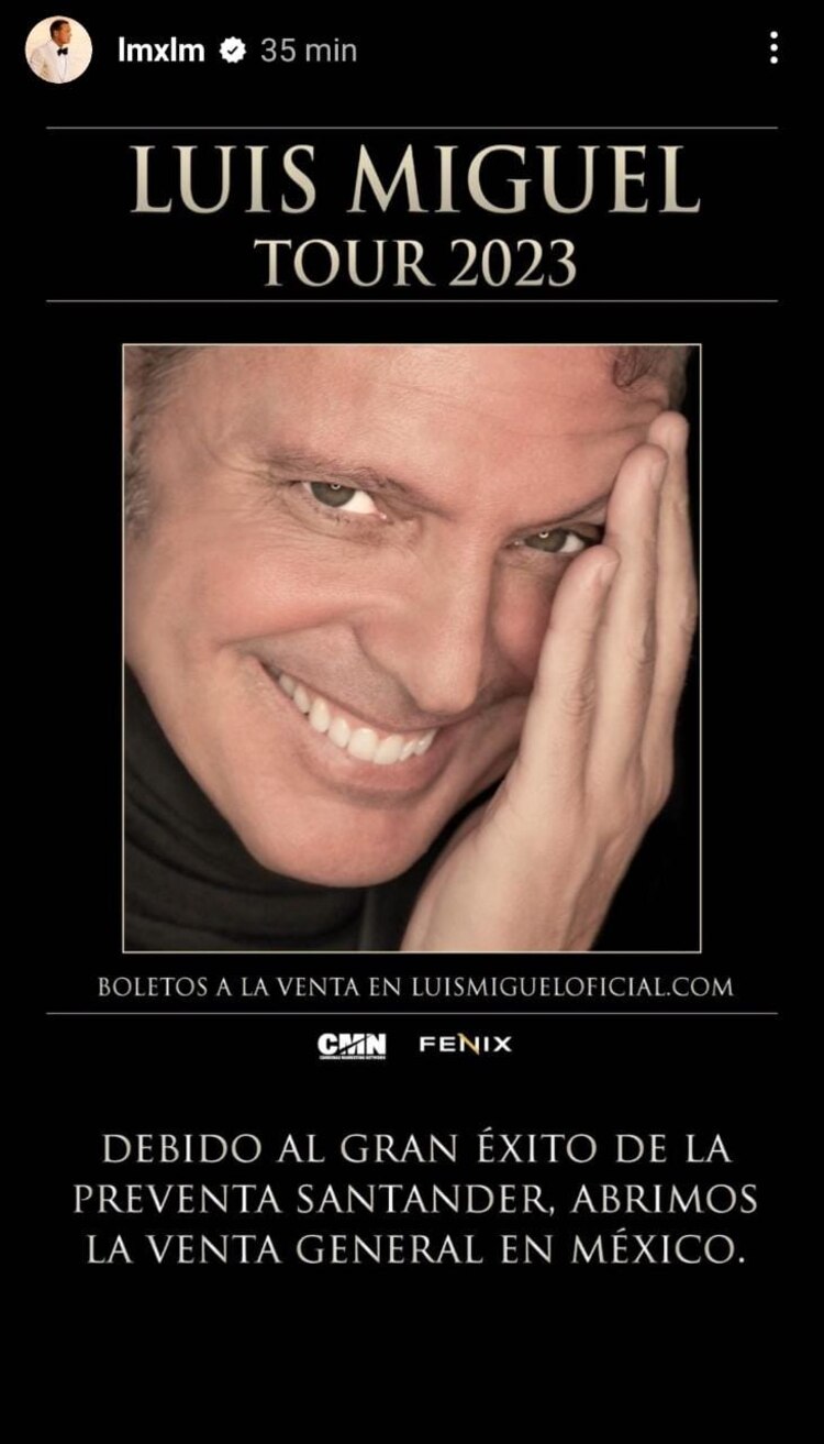 Luis Miguel adelanta venta general de boletos dos días