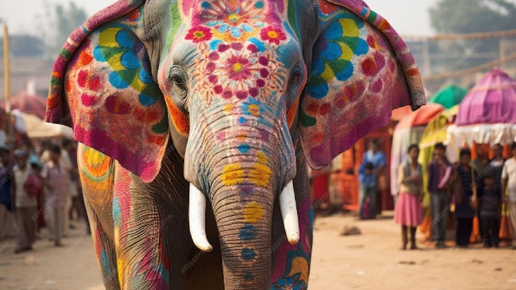 Los animales son pintados con pigmentos especiales