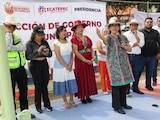 La presidenta municipal de Ecatepec, Azucena Cisneros Coss, en el Parque de Ampliación Tulpetlac.