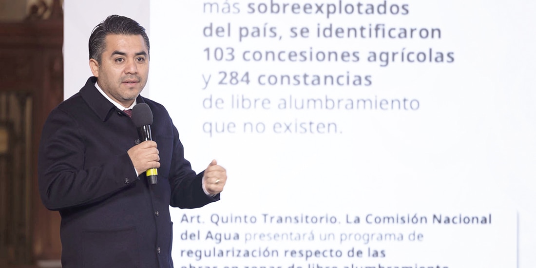 Efraín Morales, titular de Conagua, ayer, en la mañanera.