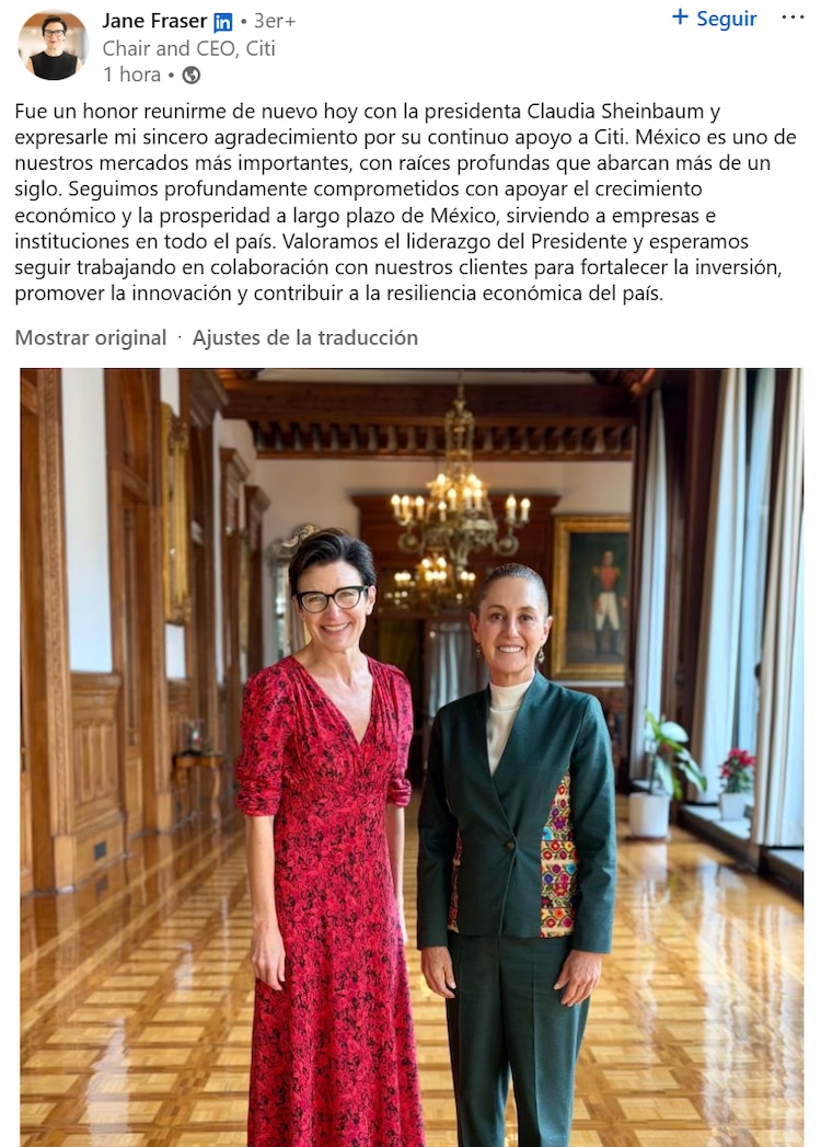 Jane Fraser informó sobre la reunión a través de LinkedIn.