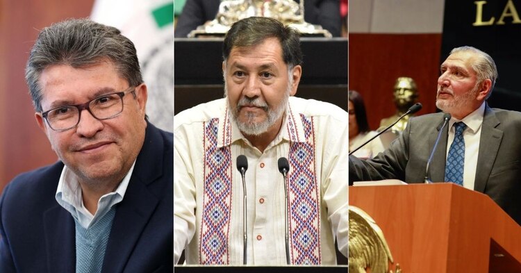 De izq. a der.: Ricardo Monreal, Gerardo Fernández Noroña y Adán Augusto López.