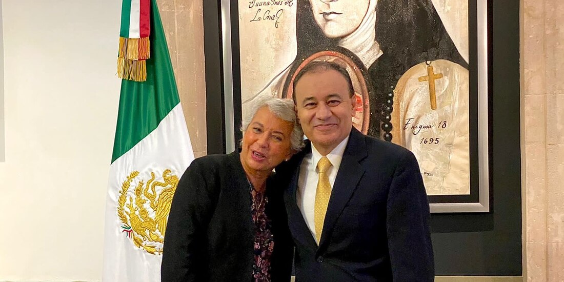 La secretaria de Gobernación, Olga Sánchez Cordero, se reunió con el gobernador electo de Sonora, Alfonso Durazo.