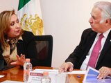Lorena Cuéllar y Miguel Torruco acuerdan trabajar en conjunto para el Mundial de Voleibol de Playa Tlaxcala 2023.