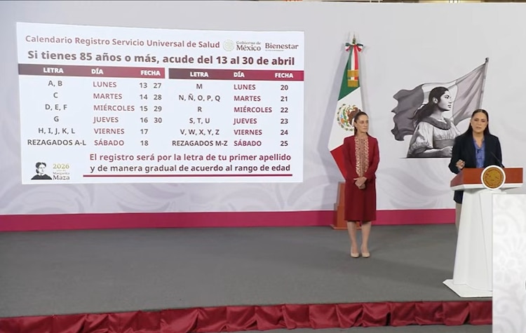 La Secretaria del Bienestar en Palacio Nacional este martes.