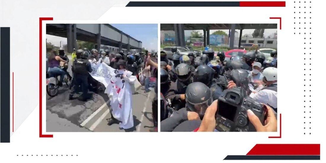 Reportan altercado entre buscadoras y policías en calzada de Tlalpan, al sur de CDMX.