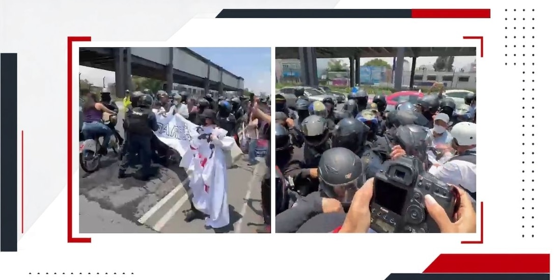 Reportan altercado entre buscadoras y policías en calzada de Tlalpan, al sur de CDMX.