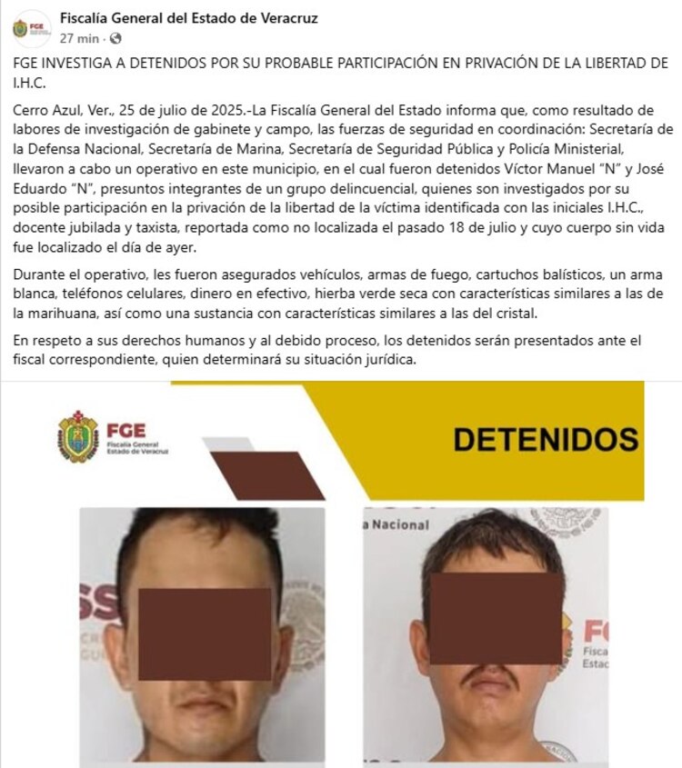 Ambos sujetos fueron sorprendidos en posesión de dos vehículos, un arma corta, cartuchos útiles.