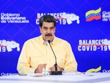 El presidente de Venezuela, Nicolás Maduro, durante el anuncio de la llegada de un primer lote de la Sputnik V.