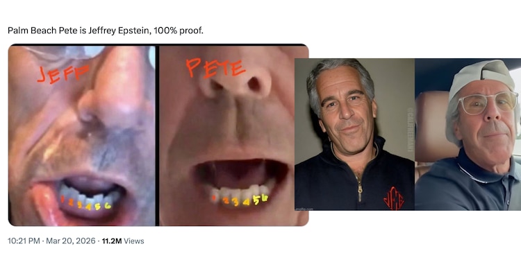 Fotos comparativas de Jeffrey Epstein y Palm Beach Pete