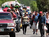 Migrantes centroamericanos en su recorrido hacia EU.