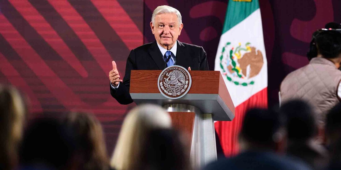 El Presidente Andrés Manuel López Obrador en conferencia de prensa.