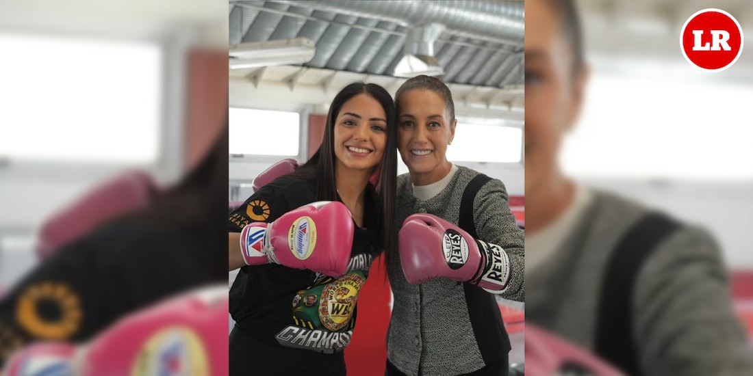 La Presidenta Claudia Sheinbaum entrena junto a la boxeadora Diana "La Bonita" Fernández.