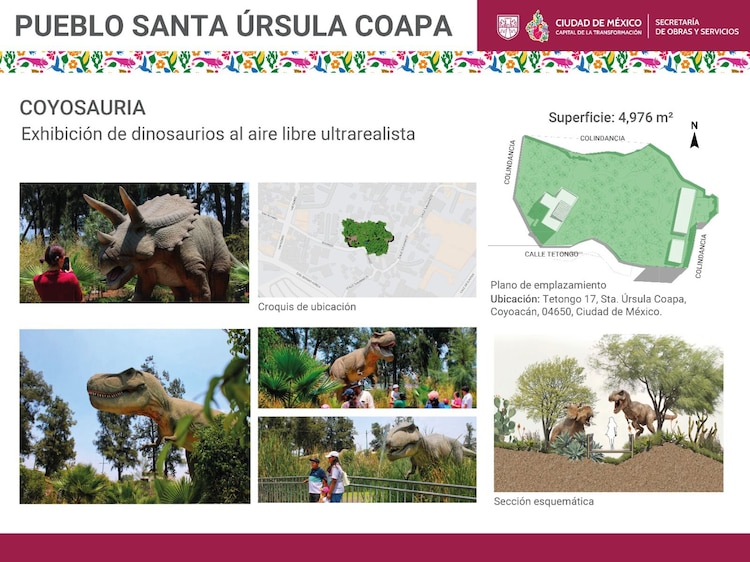 Parque "Coyosauria" contará con exposición de dinosaurios al aire libre.