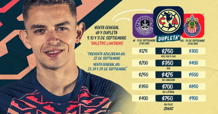 El América lanzó lo precios para el duelo ante Mazatlán y Chivas.