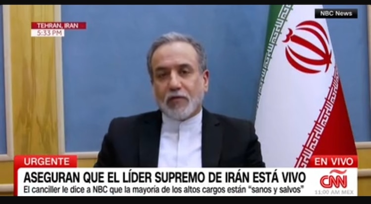 Abbas Araghchi, ministro de Asuntos Exteriores iraní, dijo a NBC