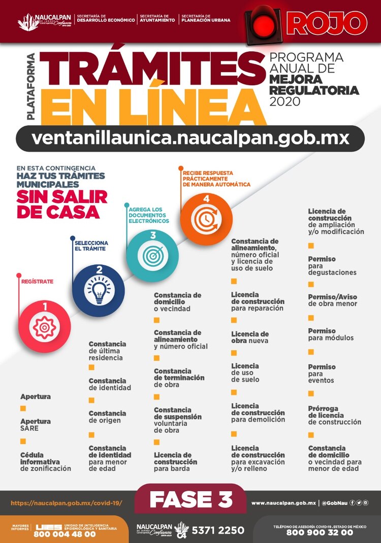 Lista de trámites que se pueden realizar de manera digital.