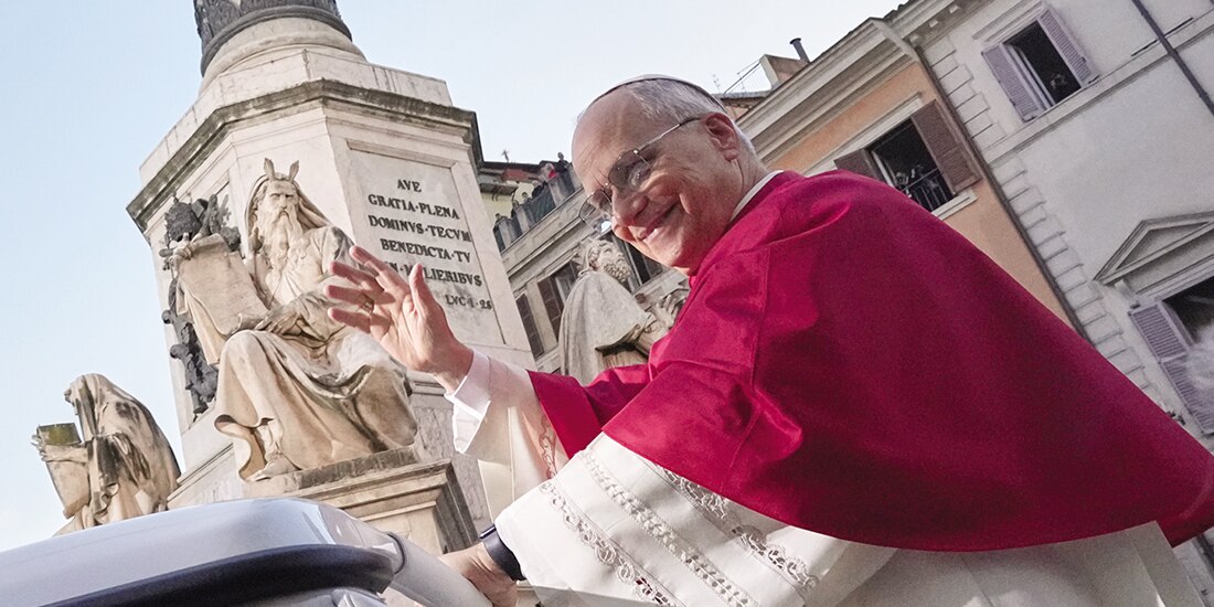 El papa León XIV en las inmediaciones de la Plaza de España en Roma, el lunes 8 de diciembre.