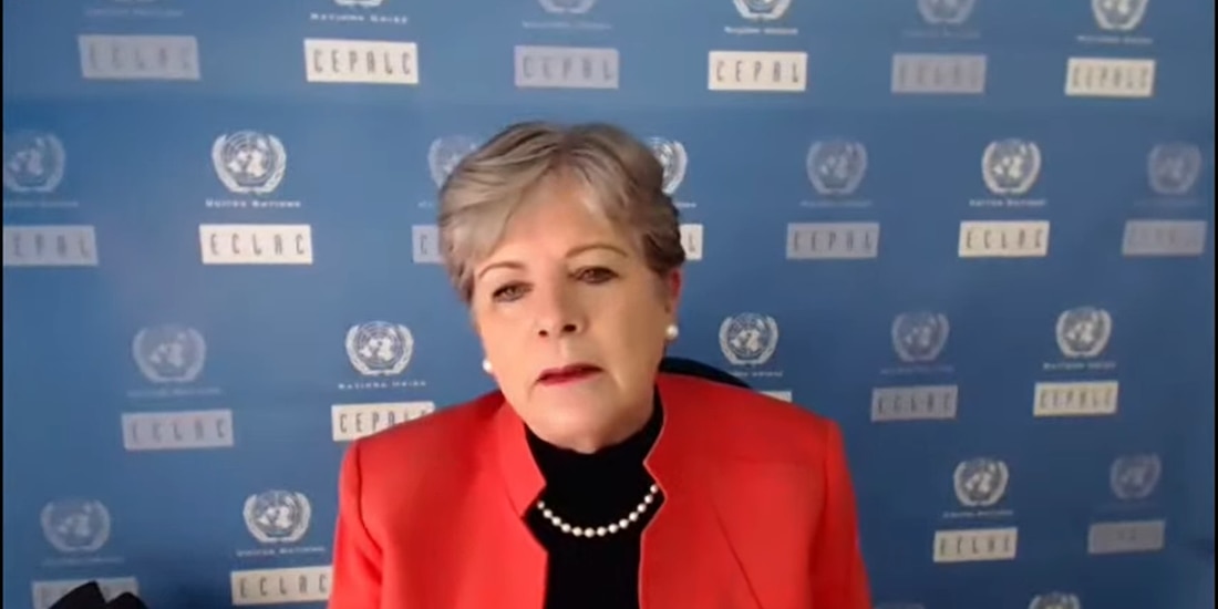 Alicia Bárcena, secretaria ejecutiva de la Cepal, en videoconferencia.