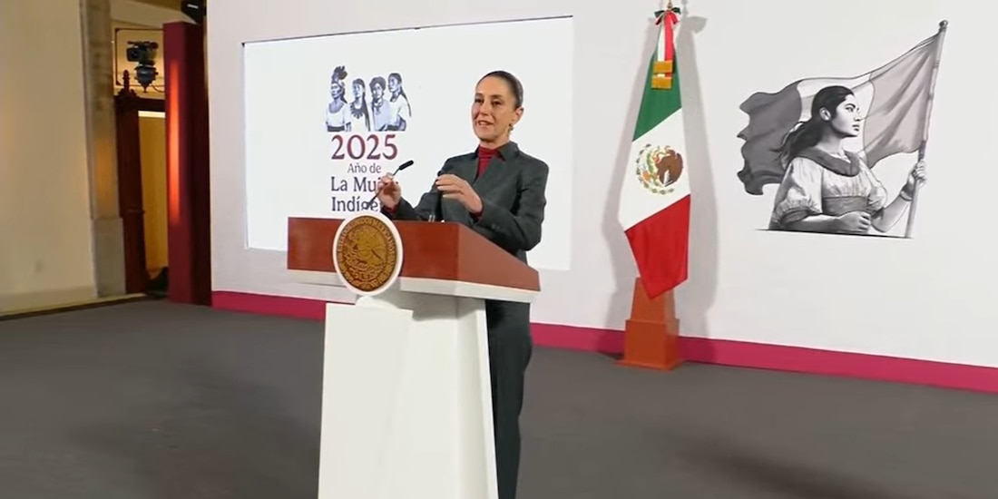 Claudia Sheinbaum esta mañana en conferencia de prensa.