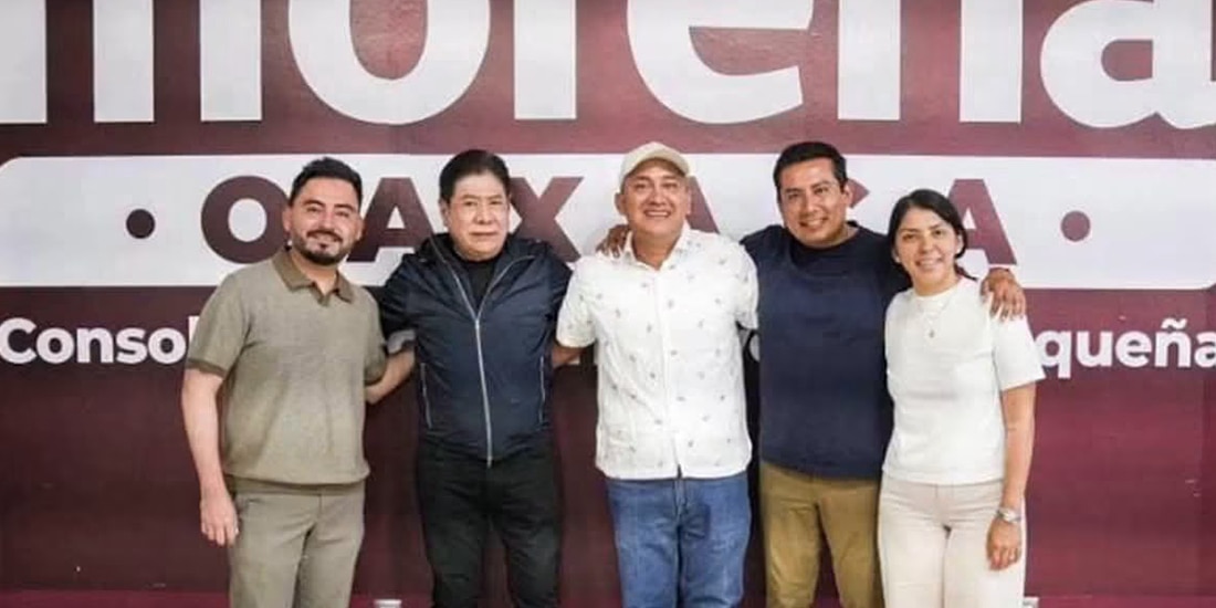 Semanas atrás, la dirigencia de Morena en Oaxaca anunció la llegada de León Aragón (2.o de izq. a der.) al partido, y fue presentzado como el encargado de fortalecer el Istmo de Tehuantepec.