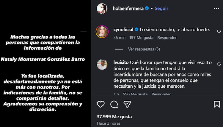 Encuentran sin vida a familiar desaparecida de Itzel Barro, la esposa del Capi Pérez