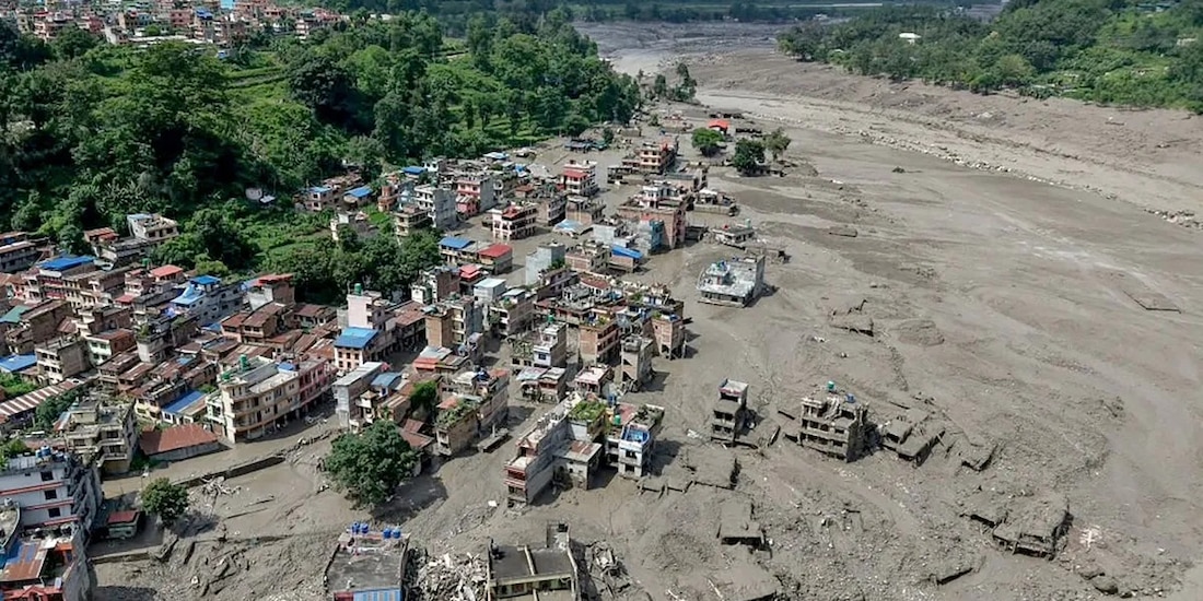 Zona de desastre en Nepal.