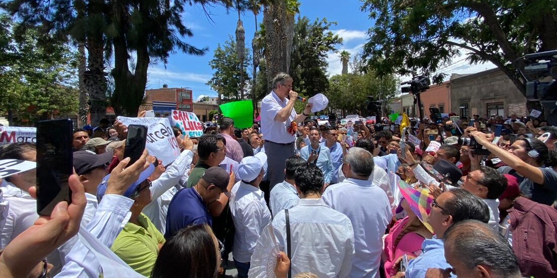 El excanciller, de visita en SLP, ayer.