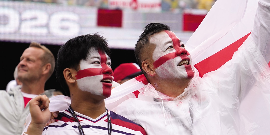 AFICIONADOS ingleses en el estadio de Boston, el 23 de junio