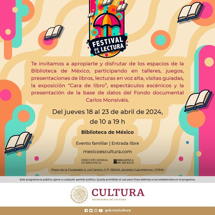 Se llevará a cabo la Segunda edición del Festival de la lectura.