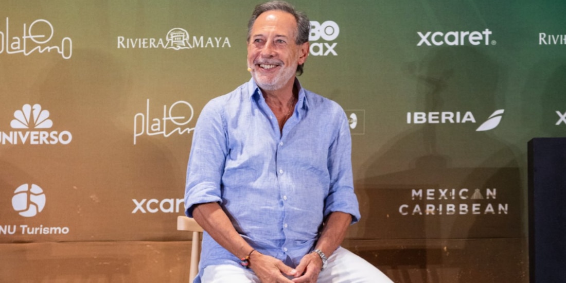 Guillermo Francella recibe el Premio Platino de Honor en la Riviera Maya, ayer.