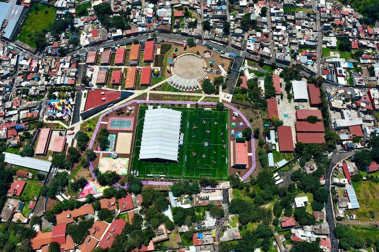 Vista aérea de la Utopía Centli, inaugurada este domingo en la alcaldía Tlalpan.
