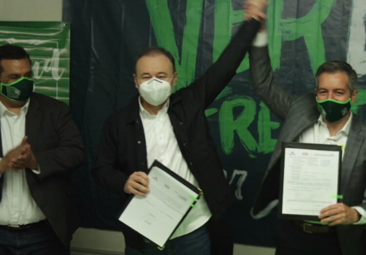 En el evento estuvieron presentes los dirigente estatales de Morena y del PVEM.