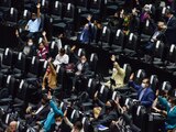 Sesión semipresencial en la Cámara de Diputados, ayer.