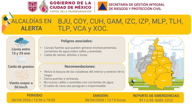 Alerta por lluvia 8 de abril