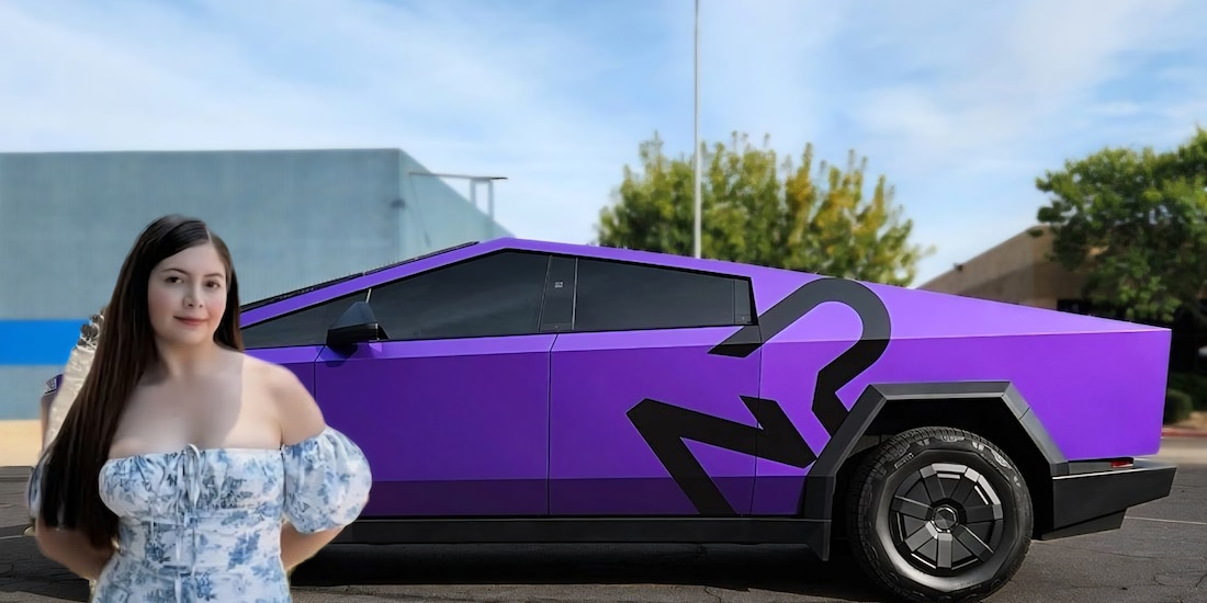La Cybertruck lila que volvió reconocible a “La Nicholette”