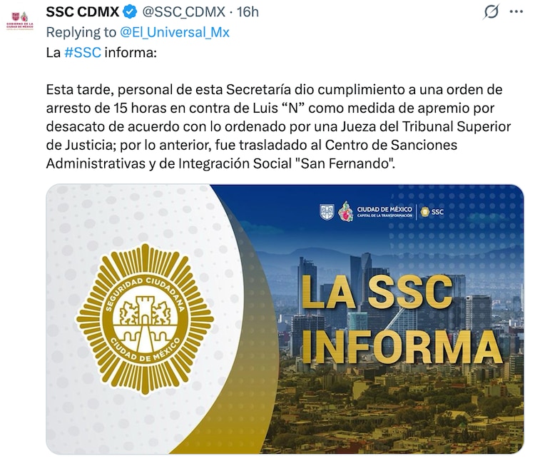 Comunicado de la SSC sobre Luis de Llano