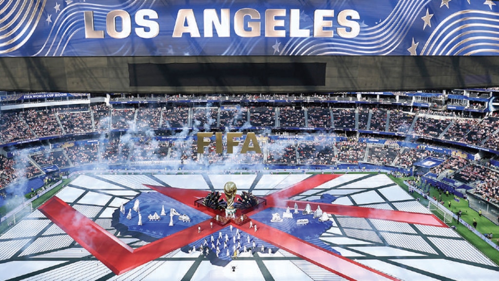VISTA GENERAL del SoFi Stadium durante la inauguración en Los Ángeles, California, ayer