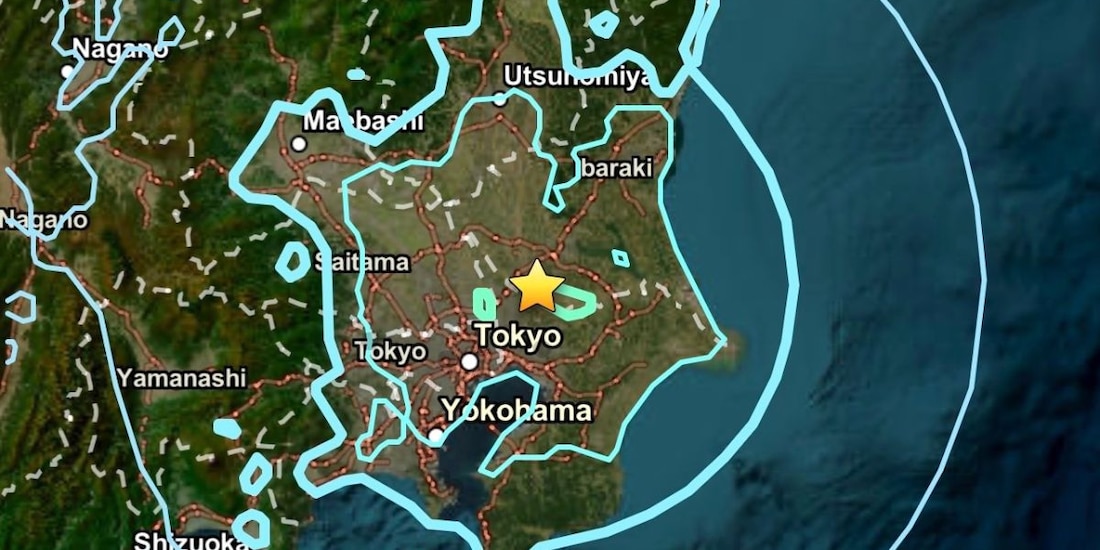 Ilustración del epicentro del sismo en Japón.