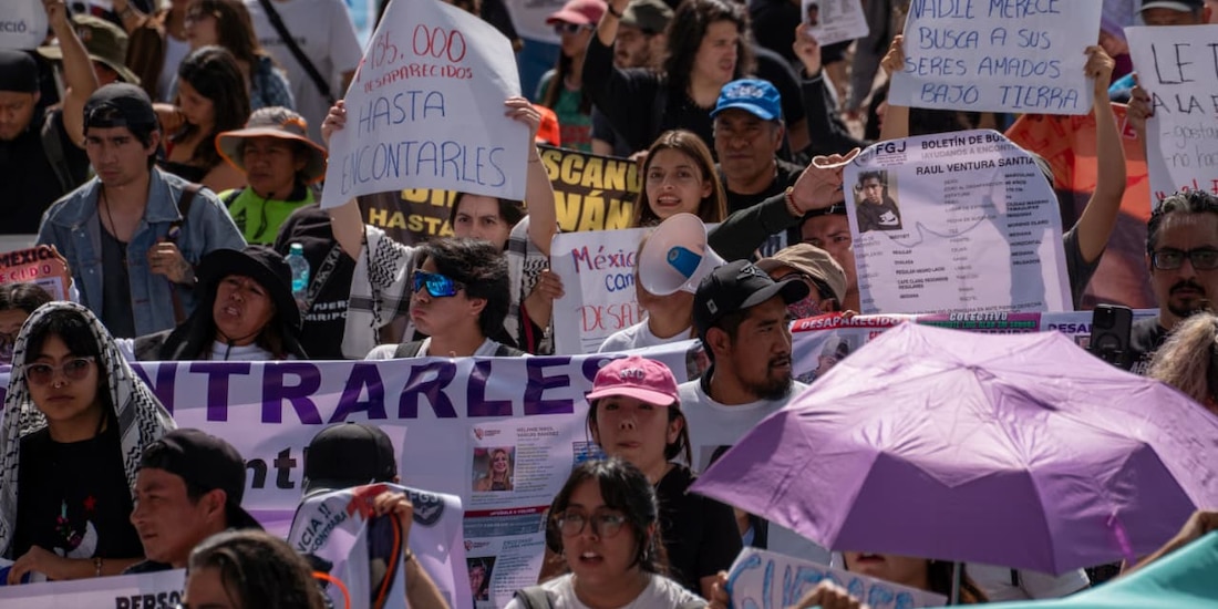 Aspecto de la marcha por el Día Internacional de las Víctimas de Desapariciones Forzadas