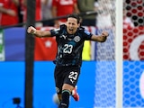 Matías Galarza festeja su tempranero gol en el Paraguay vs Turquía del Mundial 2026.