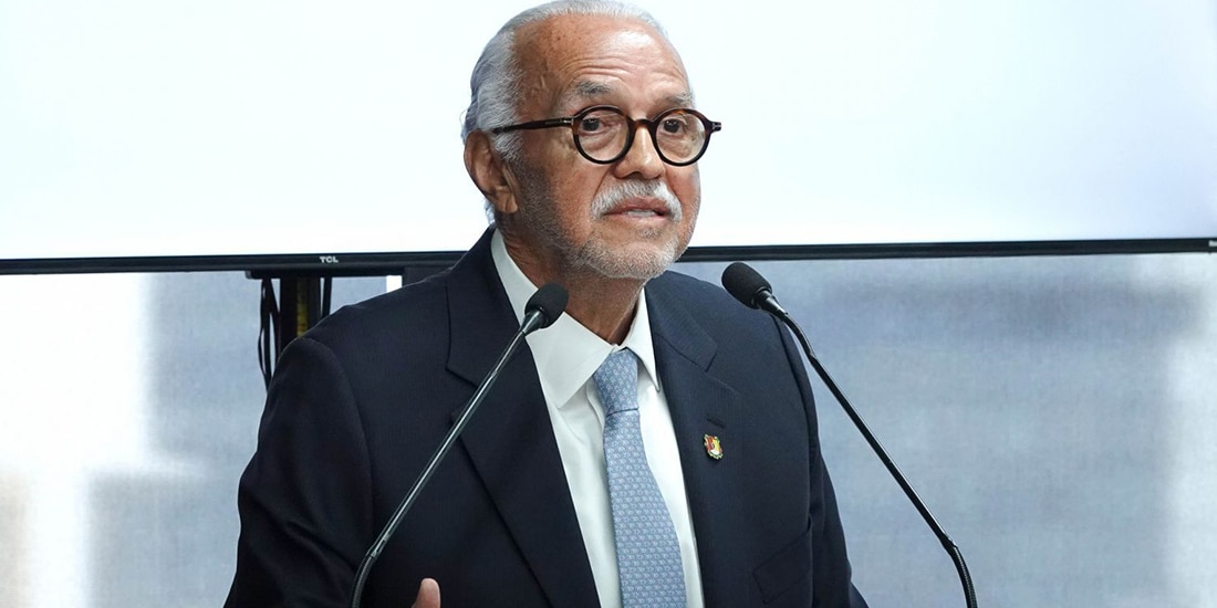 El gobernador de Nayarit, Miguel Ángel Navarro Quintero, durante la presentación del Fondo Soberano Nuevo Nayarit, el 19 de marzo de 2026 en la CDMX