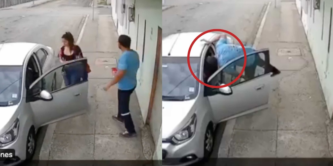 Un video captó el momento del último beso entre la mujer y su esposo