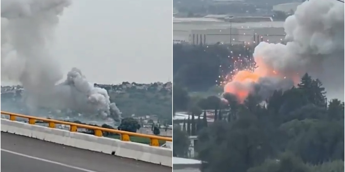 Explosiones elevaron una columna de humo en Tultepec, Estado de México.