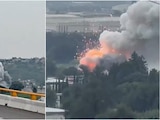 Explosiones elevaron una columna de humo en Tultepec, Estado de México.