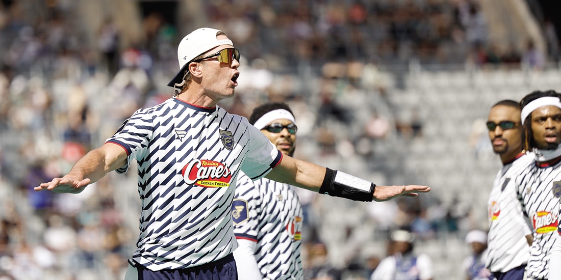 Tom Brady, en un partido de exhibición de tocho bandera, el 21 de marzo.