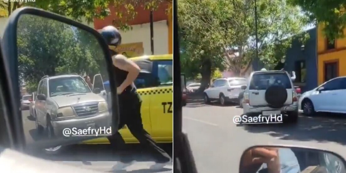 Motociclista intentó huir, pero fue alcanzado por la mujer, que lo embistió con su camioneta.