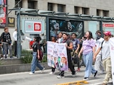 Aspecto de una marcha de estudiantes del IPN en la Ciudad de México.