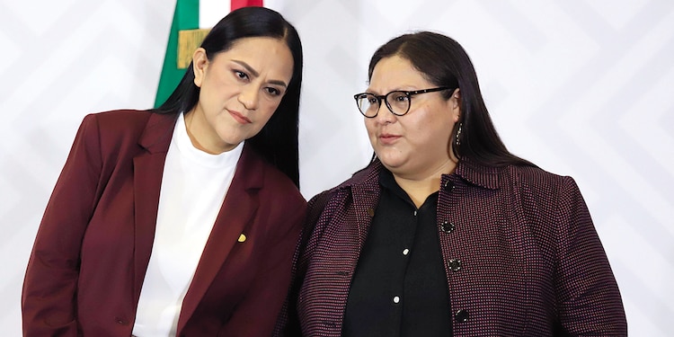 Las líderes de Morena, Ariadna Montiel y Citlalli Hernández, el 22 de junio de 2026.